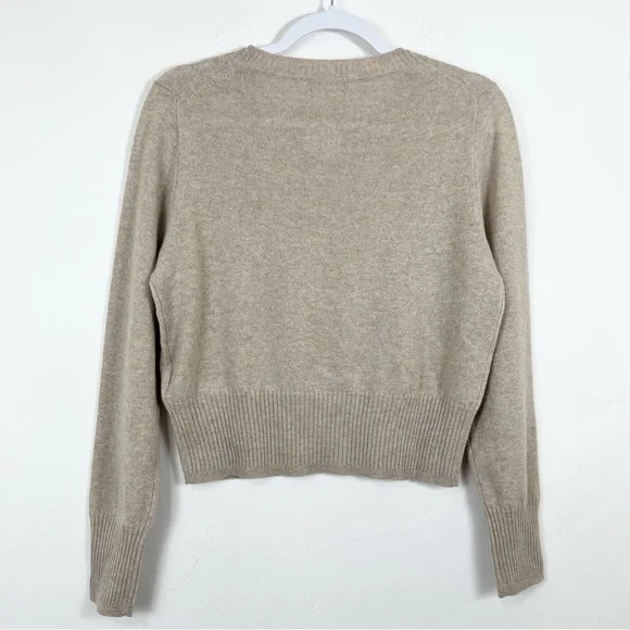 J. Crew Cashmere shrunken crewneck sweater Heather Stone Tan Size Medium NWT - Picture 10 of 10